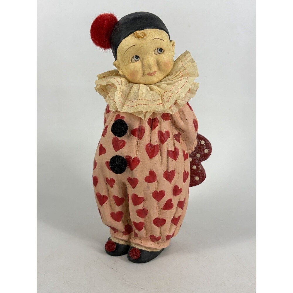 Bethany Lowe Mary Engelbreit Sweet Valentine Clown Figurine Paper Mache 7"